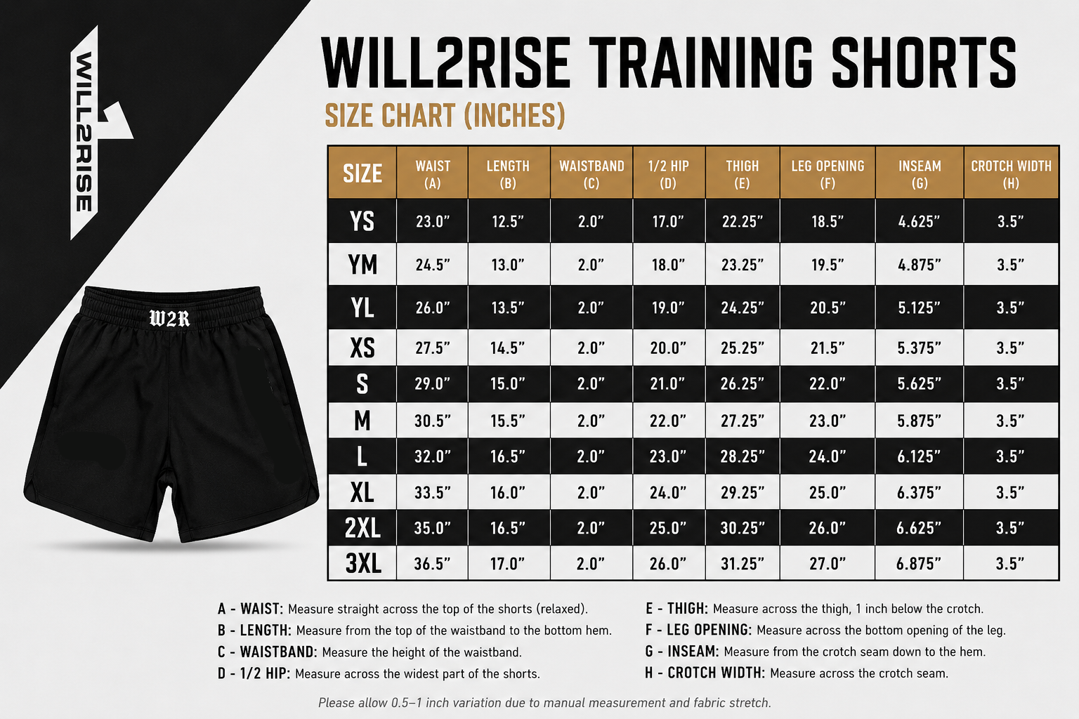 ali shorts size chart